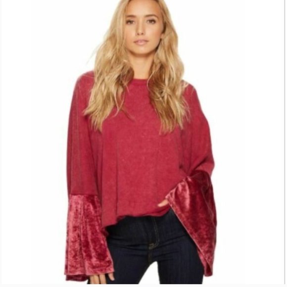 Free People Glorious Sleeves Pink Pullover Pink NWT